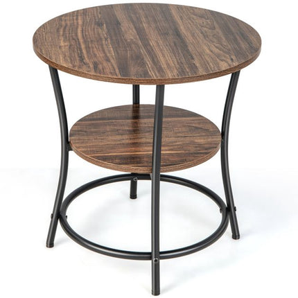 Masă rotundă cu 2 niveluri, raft deschis, 55 cm