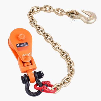 2-Ton Snatch Block Pulley, 3in Sheave, G80 Chain