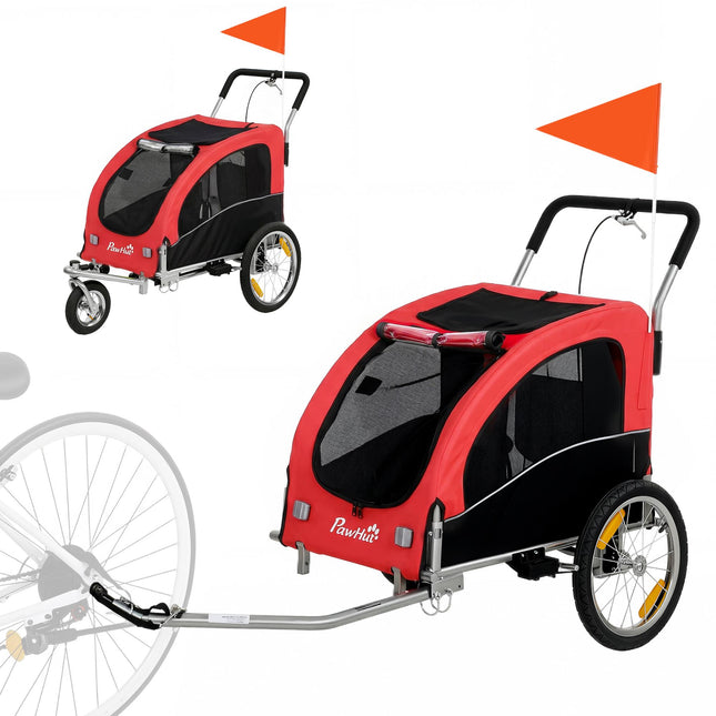Remorcă de bicicletă 2 în 1 pentru câini, pliabilă, până la 20 kg