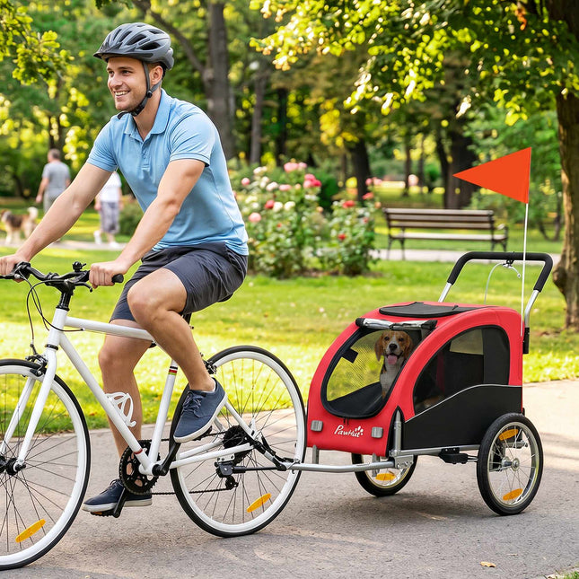 Remorcă de bicicletă 2 în 1 pentru câini, pliabilă, până la 20 kg
