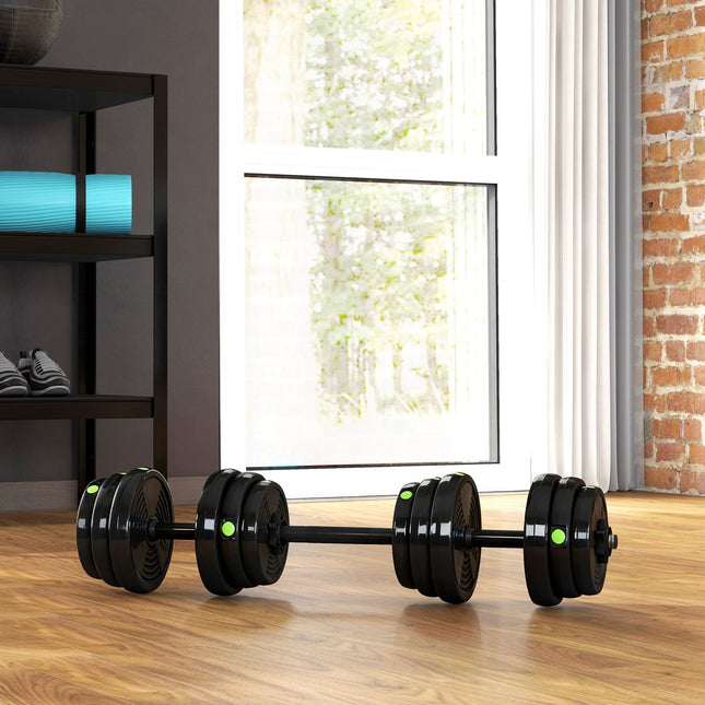 Set gantere 2 în 1, reglabile 25 kg, antiderapante, negru/verde