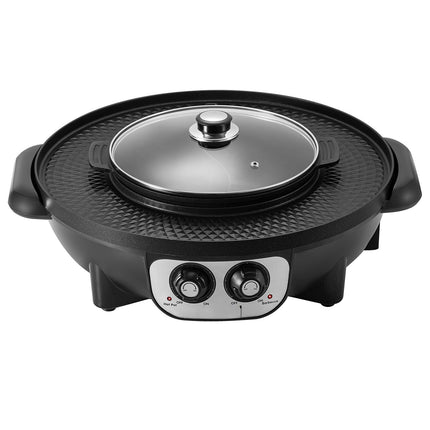 2-in-1 Electric Hot Pot Grill, 2200W, Dual Temp Control