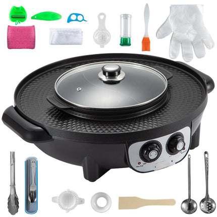 2-in-1 Electric Hot Pot Grill, 2200W, Dual Temp Control