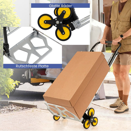 Cărucior și scară pliabile 2 în 1, aluminiu, 3 trepte, capacitate 250 kg
