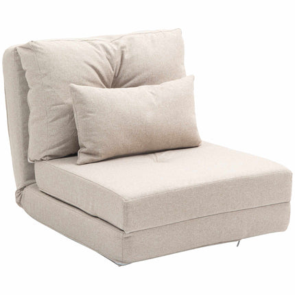 2-in-1 Folding Floor Chair and Sleeping Mat, 60 x 80 x 56 cm, Beige