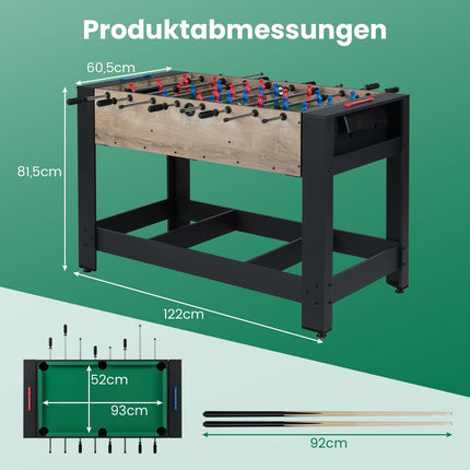 Masă de biliard și foosball 2 în 1 – Design compact și stabil