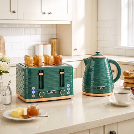 Set prăjitor de pâine și fierbător Green 2 în 1, 7 niveluri de rumenire
