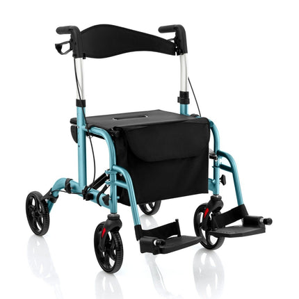 Rollator ușor și scaun cu rotile 2 în 1, reglabil pe înălțime