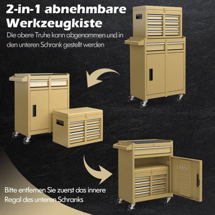 Cufă pentru scule 2 în 1 cu 5 sertare, raft reglabil