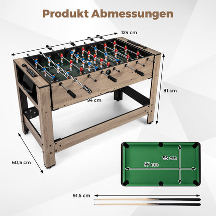 Masă de joc rotativă 2 în 1 – Set de foosball și biliard