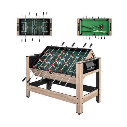 Masă de joc rotativă 2 în 1 – Set de foosball și biliard