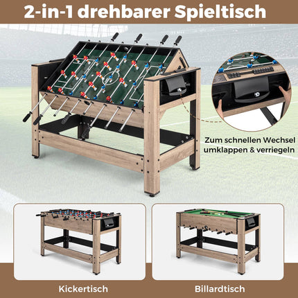 Masă de joc rotativă 2 în 1 – Set de foosball și biliard