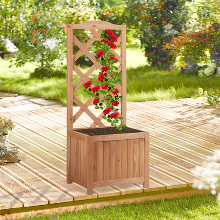Cutie de jardiniera din lemn 2 în 1 cu zăbrele