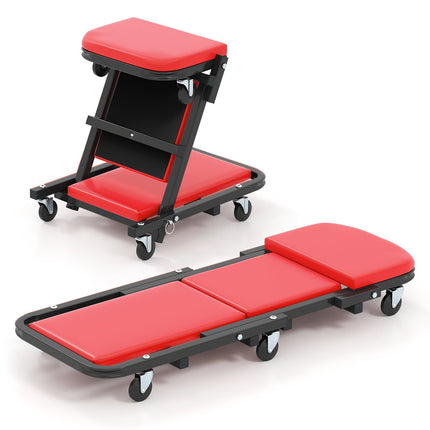 Scaun de atelier 2 în 1, capacitate 160 kg, roșu