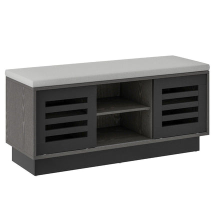 2 in 1 bench & shoe rack with 6 compartments & 3 adjustable shelves 99.5 x 34.5 x 46 cm gray