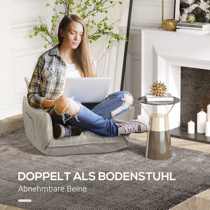 Lounge chair with cushions, adjustable and creamy microfiber