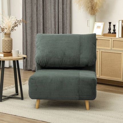 Canapea extensibilă 2 în 1, scaun pat, saltea pliabilă reglabilă, pat pentru oaspeți aspect catifea, pentru dormitor, living, verde, 82 x 89 x 83 cm Aosom