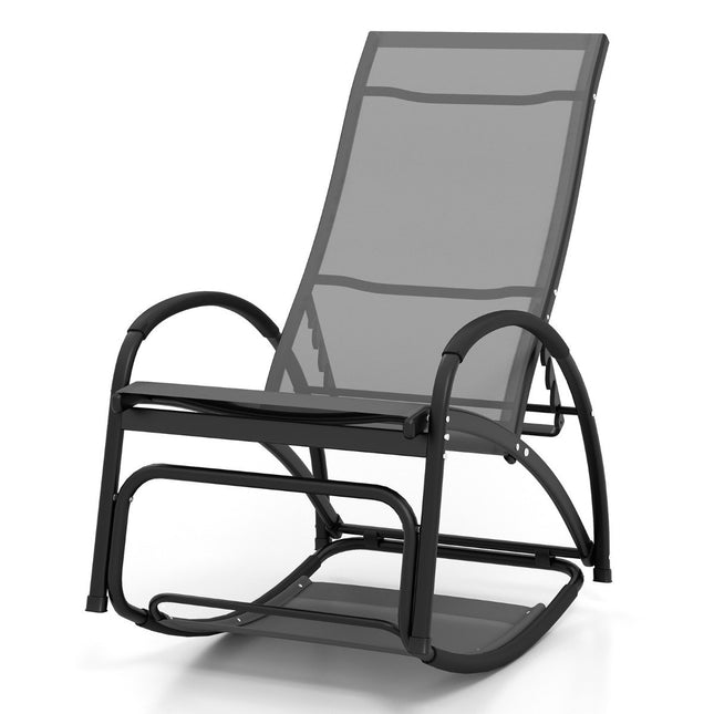 Șezlong 2 în 1 balansoar convertibil cu spătar reglabil și cotiere curbate gri