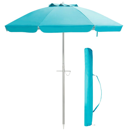Umbrelă de plajă de 2 m cu înclinare, UPF 50+, geantă de transport, albastră