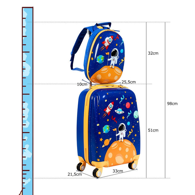 2 buc. Geanta copii + rucsac din plastic troler copii bagaje copii astronauti
