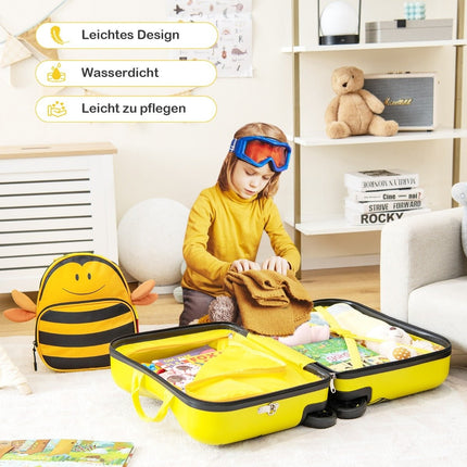 valiză pentru copii din 2 piese + rucsac valiză cu lungime de 47 cm și rucsac lățime de 30 cm galben