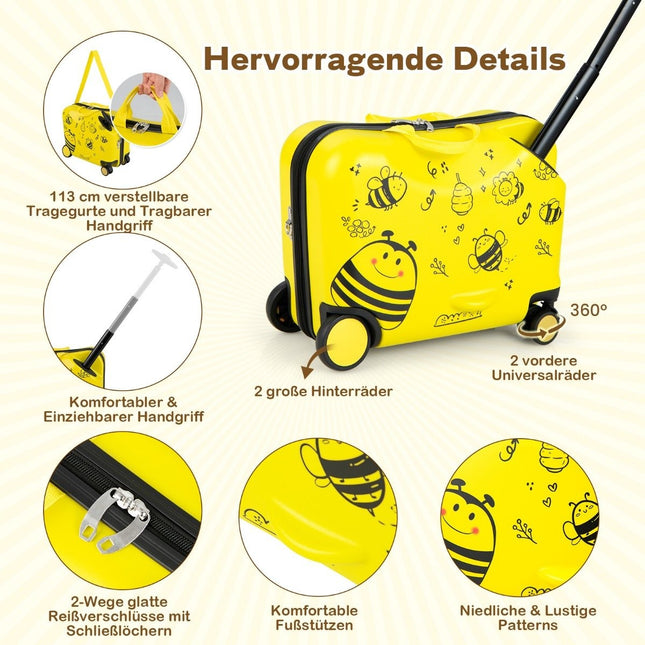 valiză pentru copii din 2 piese + rucsac valiză cu lungime de 47 cm și rucsac lățime de 30 cm galben