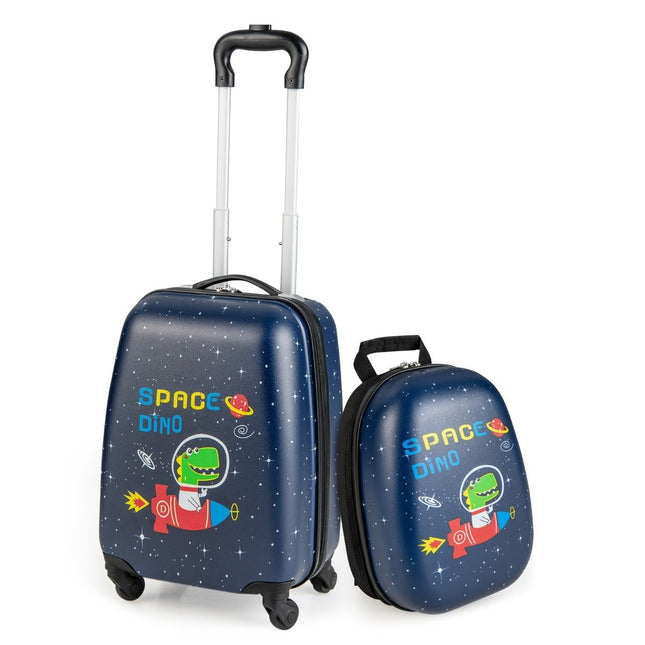 2-piece children's suitcase + backpack children's trolley made of plastic children's suitcase set space dinosaurs