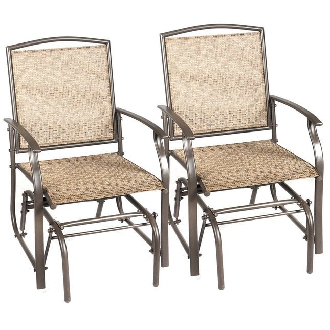 2 rocking chairs garden furniture with metal frame 58 x 70 x 94 cm brown