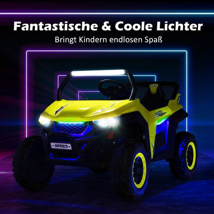 2 seater 12V children's car with music and headlights 118 x 74 x 71 cm-yellow