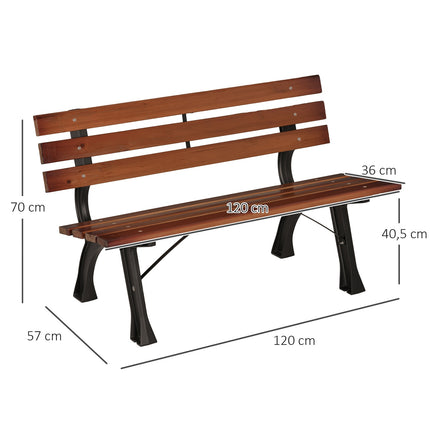 banca de gradina 2 locuri max. 240 kg, bancă de parc cu spătar, bancă frisoane din lemn pentru grădină și balcon 120 x 57 x 70 cm