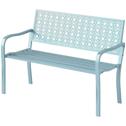 2-seater blue garden bench - weatherproof with backrest
