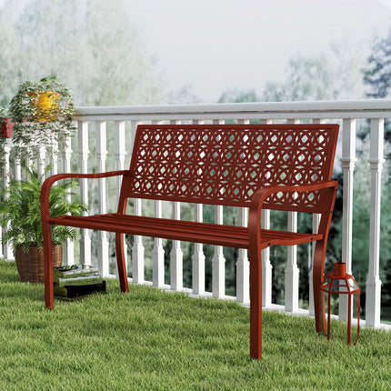 Weatherproof 2-seater garden bench with back and armrests