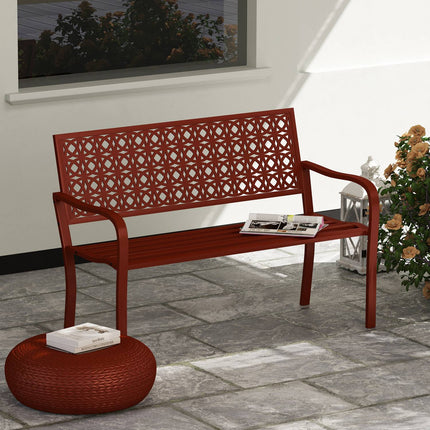 Weatherproof 2-seater garden bench with back and armrests