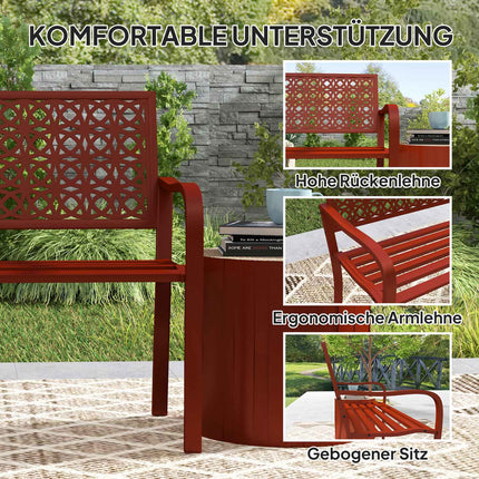 Weatherproof 2-seater garden bench with back and armrests