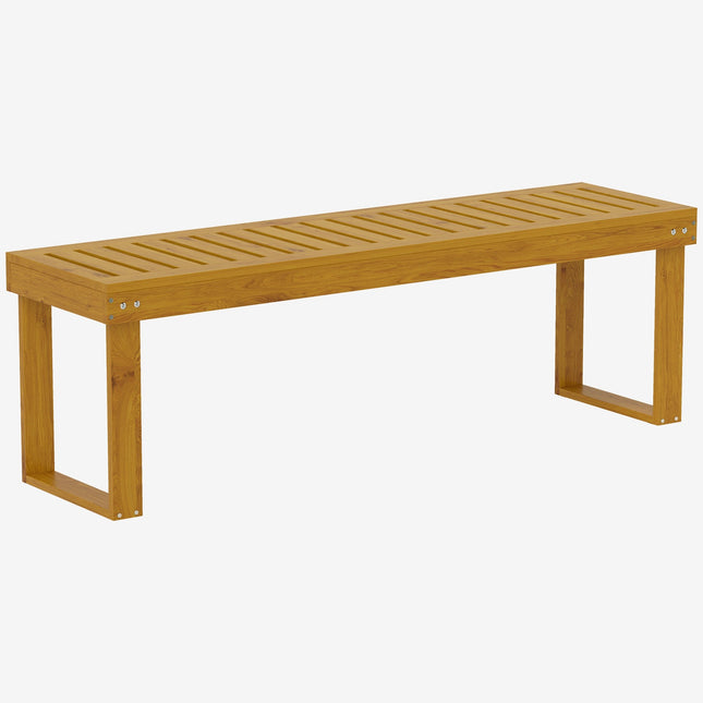 Bancă de grădină 2 locuri, bancă rezistentă la intemperii din lemn, bancă de parc portantă 300 kg cu șezut șipci, mobilier de grădină, bancă de balcon pentru grădină, balcon, terasă, parc, curte, verandă 128 x 51 x 73 cm, tec Aosom
