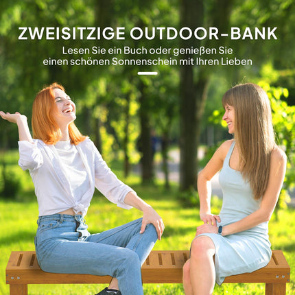 Bancă de grădină 2 locuri, bancă rezistentă la intemperii din lemn, bancă de parc portantă 300 kg cu șezut șipci, mobilier de grădină, bancă de balcon pentru grădină, balcon, terasă, parc, curte, verandă 128 x 51 x 73 cm, tec Aosom