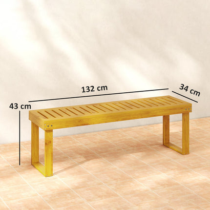 Bancă de grădină 2 locuri, bancă rezistentă la intemperii din lemn, bancă de parc portantă 300 kg cu șezut șipci, mobilier de grădină, bancă de balcon pentru grădină, balcon, terasă, parc, curte, verandă 128 x 51 x 73 cm, tec Aosom