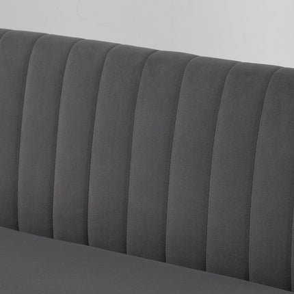 Dark gray Linen-Look Loveseat, wooden legs, 2-seater