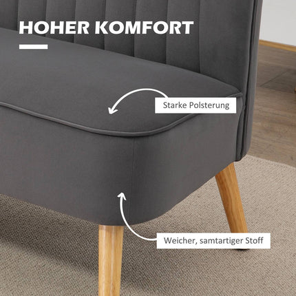 Dark gray Linen-Look Loveseat, wooden legs, 2-seater