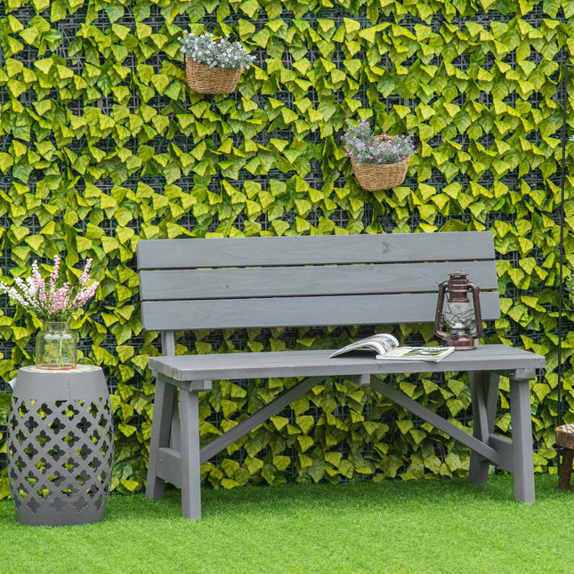 Bancă de grădină 2 locuri din lemn, bancă rezistentă la intemperii, mobilier de grădină rezistent la UV cu spătar, bancă de parc cu o capacitate de încărcare de 220 kg, bancă balcon, bancă din lemn pentru balcon, terasă, grădină, 116 x 56
