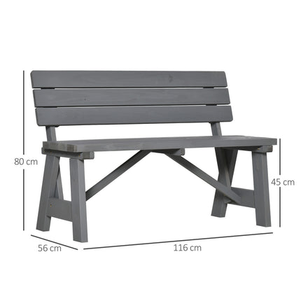 2-seater weatherproof wooden garden bench with backrest