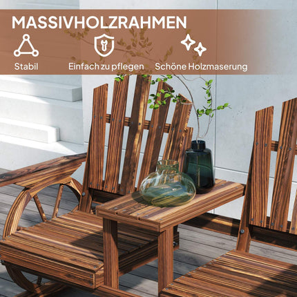 Banca de gradina din lemn cu 2 locuri, banca rezistenta la intemperii, mobilier de gradina cu gaura pentru umbrela, picioare in forma de roata de car, masa bancuta de parc capacitate 120 kg, bancuta de balcon, banca de lemn pentru gradina de balcon 154x65