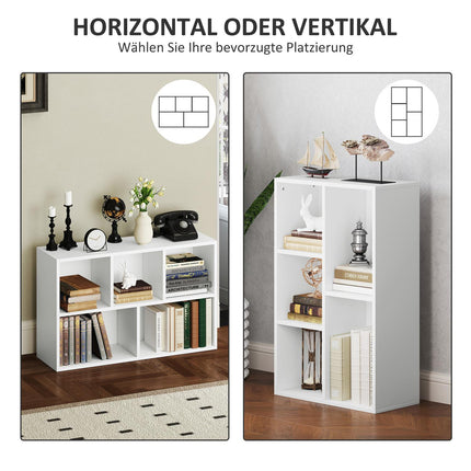 Bibliotecă pe 2 niveluri, 5 compartimente, PAL, raft depozitare, alb