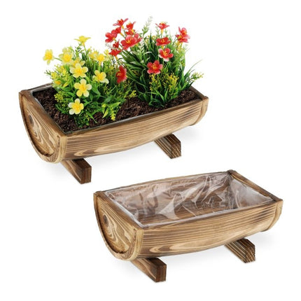2x Jardiniere cu jumătate de butoi