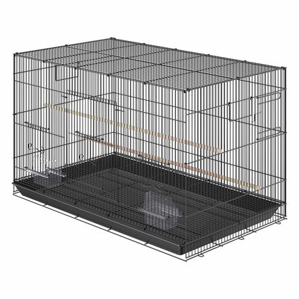 30 Inch Metal Bird Cage with Rolling Stand, Slide-Out Tray