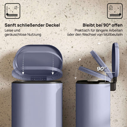 Coș de gunoi cu pedală de bucătărie, 30 l, capac cu închidere silențioasă, gri