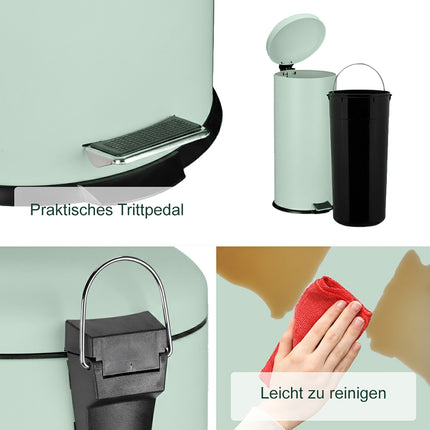 Coș de gunoi cu pedală din metal și plastic, 30 l