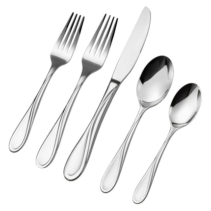 30-Piece Stainless Steel Flatware Set, Service for 6, Dishwasher Safe