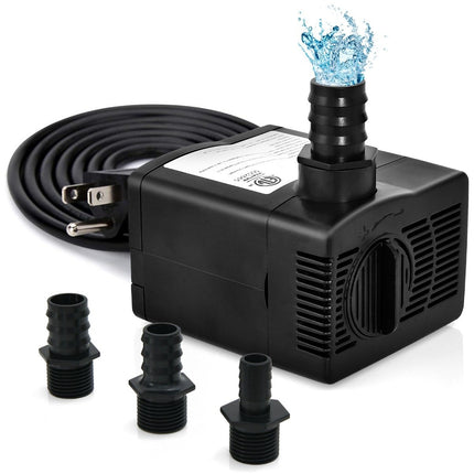 Mini pompă de acvariu de 30 W cu cursă înaltă de 2,5 m și cablu de alimentare de 1,83 m și pompă de apă cu 3 duze 1400 L/h