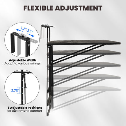 Masă de bar metalică pliabilă de 31,5", înălțime reglabilă, neagră